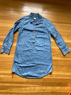 J. Crew denim shirt dress tunic S normcore preppy costal cowgirl minimalist